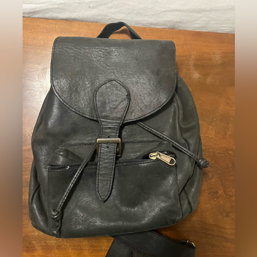 Genuine leather mini backpack